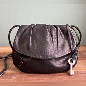 Vintage Fossil Leather Flap Crossbody Bag